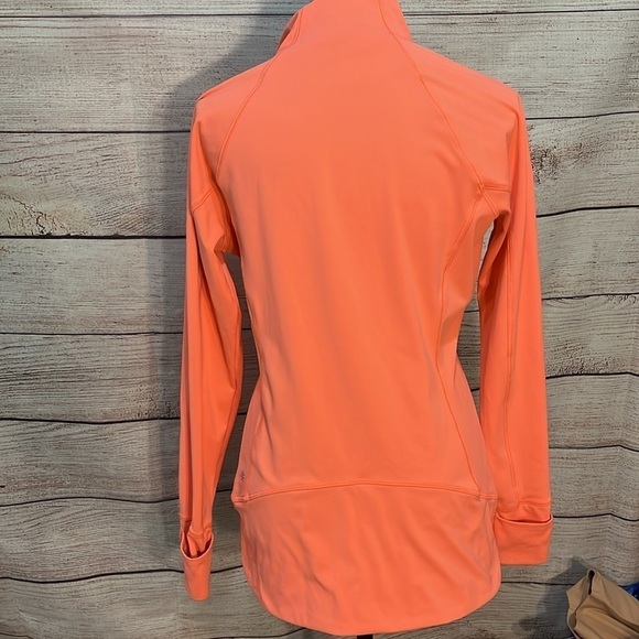 Athleta Whittier Peak Half Zip Jacket Coral Volt Pockets Cuffs Thumbholes Medium - Picture 6 of 11